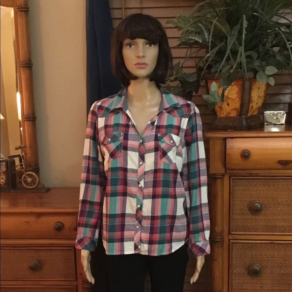 Sonoma pink plaid flannel shirt.